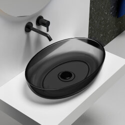 Abber Раковина накладная прозрачная 600x400мм Kristall, черный арт. AT2801Onyx