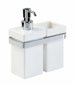 STIL HAUS настенные керамические дозатор + стакан хром - белая керамика Mizar, арт. MZ14(08-BI) STIL HAUS настенные керамические дозатор + стакан хром - белая керамика Mizar, арт. MZ14(08-BI)