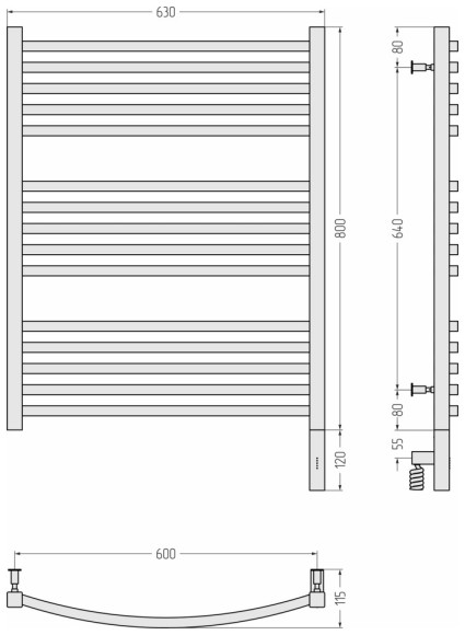 Электрический полотенцесушитель Аркус 3.0 800х600 МЭМ правый (матовый белый) Сунержа арт. 30-5705-8060