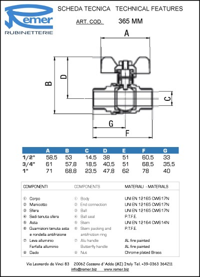 Remer Кран 365MM10, цвет: хром