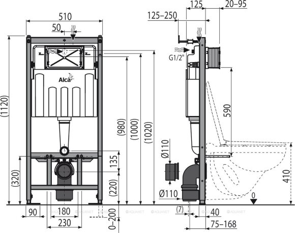Alcaplast Инсталляция для унитаза, черный арт. AM101/1120-4:1 RU M578-0001