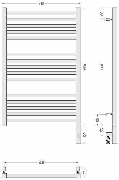 Электрический полотенцесушитель Модус 3.0 800х500 МЭМ правый (без покрытия) Сунержа арт. 00-5701-8050