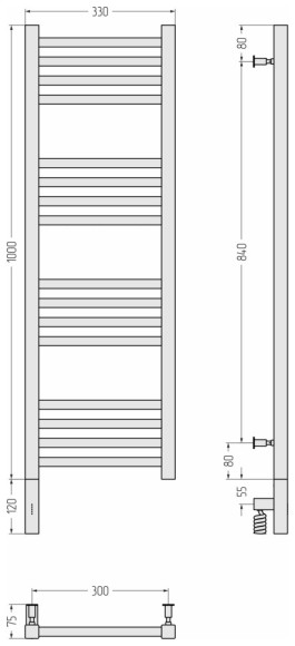 Электрический полотенцесушитель Модус 3.0 1000x300 МЭМ левый (сатин) Сунержа арт. 071-5700-1030