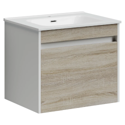 Sancos Тумба подвесная Smart 590х450х500, c двумя ящиками оснащенными доводчиками, дуб бардолино/белый, арт. SM60E