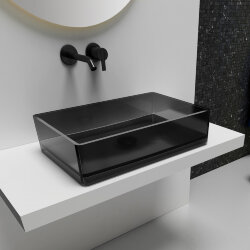 Abber Раковина накладная прозрачная 600x400мм Kristall, черный арт. AT2803Onyx