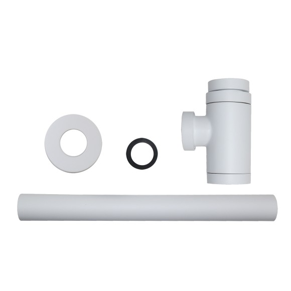 Azario Сифон для раковины G 1 1/4, без выпуска, цилиндр, латунь, белый, Basic арт. AZ-108-WHI