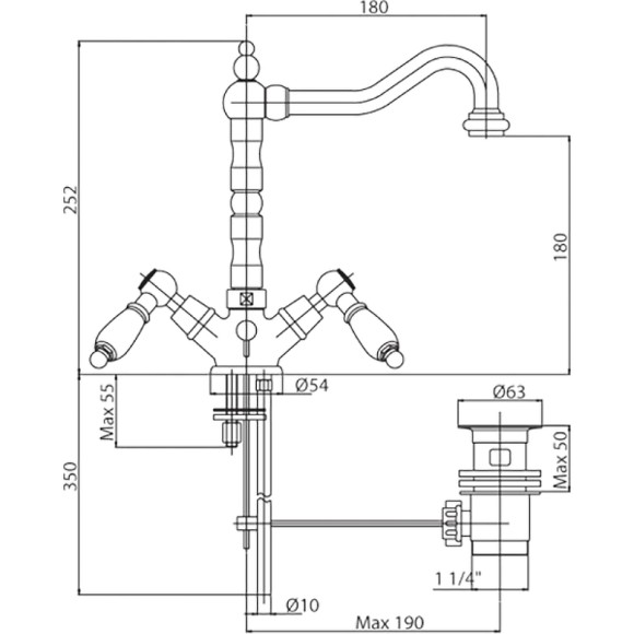 Cezares Смеситель для раковины FIRST Золото 24 карат - FIRST-LS2-03/24-M