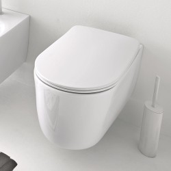 Kerasan Nolita Унитаз безободковый подвесной 55х35 см, с креплениями сиденьем soft close, цвет: белый глянцевый - 531401