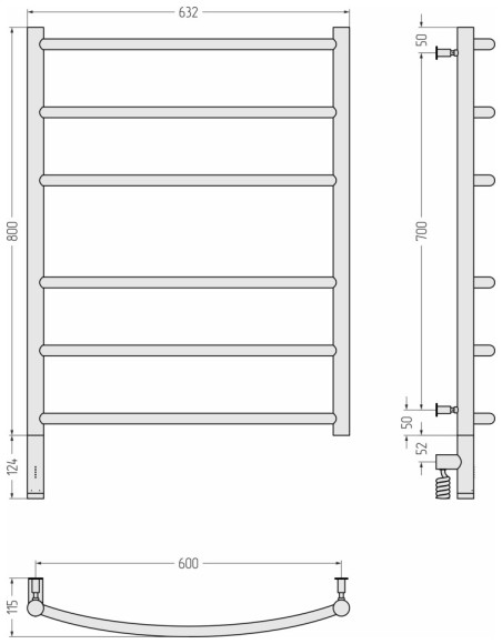 Электрический полотенцесушитель Галант 3.0 800х600 МЭМ левый (матовый белый) Сунержа арт. 30-5800-8060