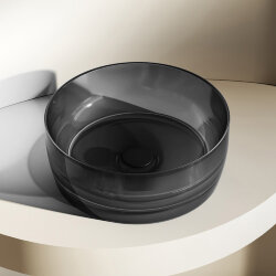 Abber Раковина накладная прозрачная 400x400мм Kristall, черный арт. AT2804Onyx