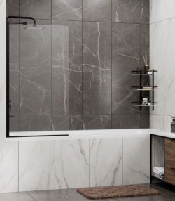 WasserKRAFT Стеклянная шторка на ванну 800х1400 berkel 48p01-80black fixed