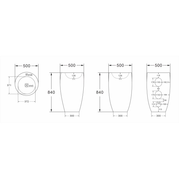 Azario Раковина напольная COMELLA 500х500х830 отдельностоящая круглая, белая COMELLA арт. AZ-311 Azario Раковина напольная COMELLA 500х500х830 отдельностоящая круглая, белая COMELLA арт. AZ-311
