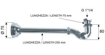 Remer Литой сифон с боковой заглушкой 97110, цвет: хром
