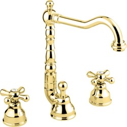 Emmevi смеситель с донным клапаном для раковины на 3 отверстия, Deco Old, золото арт. 12643/OR Emmevi смеситель с донным клапаном для раковины на 3 отверстия, Deco Old, золото арт. 12643/OR