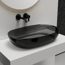 Abber Раковина накладная прозрачная 600x400мм Kristall, черный арт. AT2805Onyx