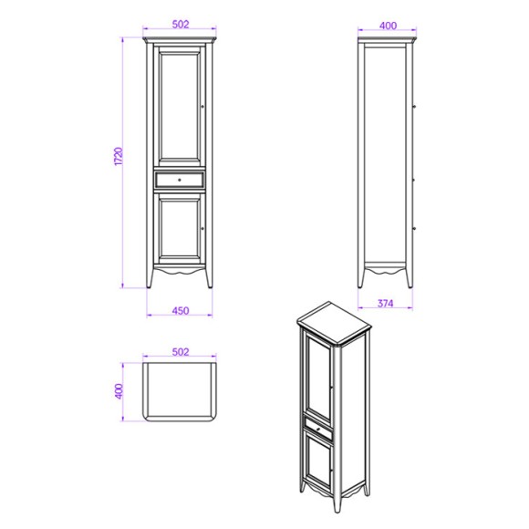 Tiffany World Колонна 50.2/45х40/37.4хh172см, напольная, 1выдв.Ящик, 2 распашные дверки, доводчики blum (петли слева-sx), Veronica, tortora VER3050S-T Tiffany World Колонна 50.2/45х40/37.4хh172см, напольная, 1выдв.Ящик, 2 распашные дверки, доводчики blum (петли слева-sx), Veronica, tortora VER3050S-T