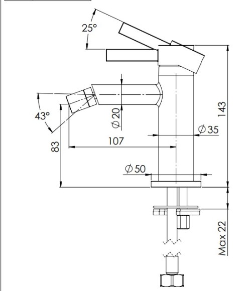 Remer Смеситель для биде Metrica MC22RP однорычажный без донного клапана, медь матовый Remer Смеситель для биде Metrica MC22RP однорычажный без донного клапана, медь матовый