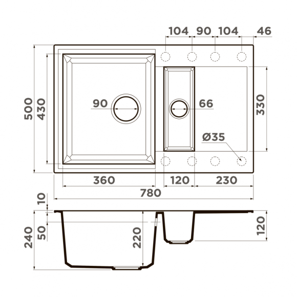 Omoikiri Кухонная мойка Sakaime 78-2-GR, серый арт. 4993559