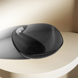 Abber Раковина накладная прозрачная 430x430мм Kristall, черный арт. AT2806Onyx