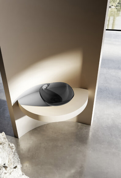 Abber Раковина накладная прозрачная 430x430мм Kristall, черный арт. AT2806Onyx