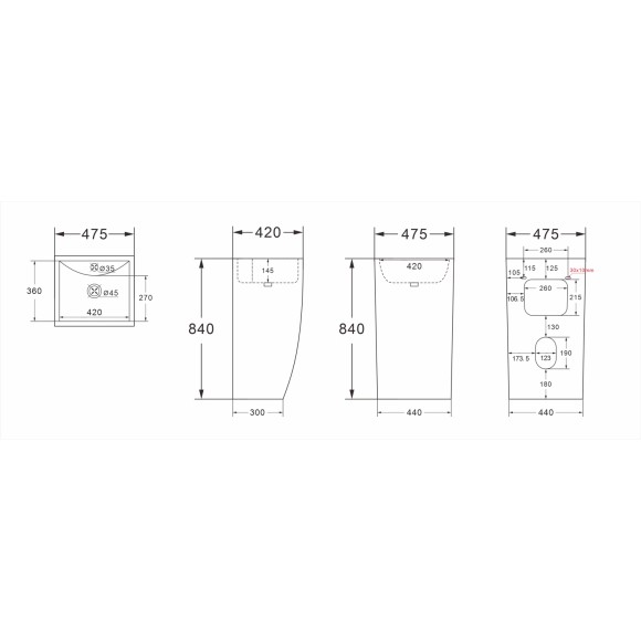 Azario Раковина напольная COMELLA 480х420х830 отдельностоящая прямоугольная, черная COMELLA арт. AZ-314MB Azario Раковина напольная COMELLA 480х420х830 отдельностоящая прямоугольная, черная COMELLA арт. AZ-314MB