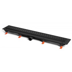 Azario Душевой лоток D50 650 мм, боковой слив, пластиковый, перфорированная решетка, черный, Medium арт. AZ-CH 650/50 MC