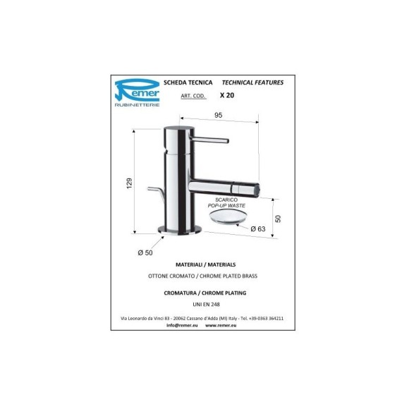 Remer Смеситель для биде (медь) X STYLE X20RL Remer Смеситель для биде (медь) X STYLE X20RL