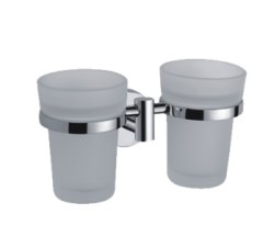 Держатель стакана двойной, матовое стекло, Haiba, хром арт. HB1708 Держатель стакана двойной, матовое стекло, Haiba, хром арт. HB1708