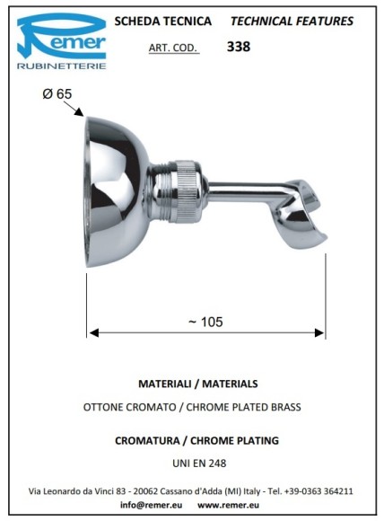 Remer Держатель для ручного душа 338VO, цвет: бронза Remer Держатель для ручного душа 338VO, цвет: бронза