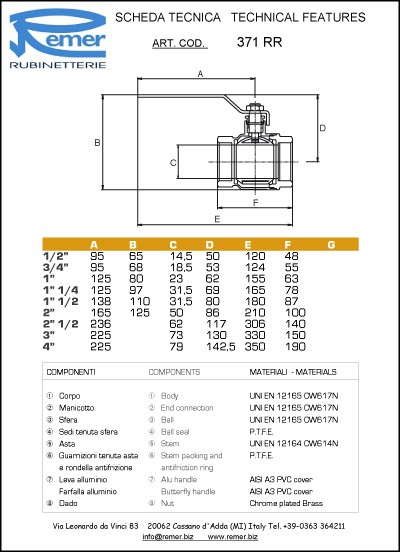 Remer Кран 1/2" 371RR12, цвет: хром Remer Кран 1/2" 371RR12, цвет: хром