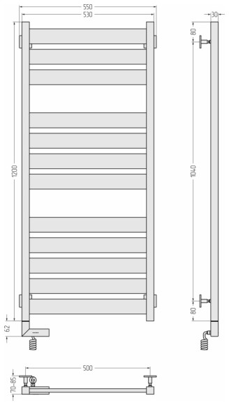 Электрический полотенцесушитель Центурион 2.0 1200x500 МЭМ левый (белый) Сунержа арт. 12-5602-1250