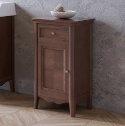 Tiffany World Тумба напольная с 1-й дверцей, 1-м выдвижным ящиком, доводчиками blum, ручки бронза, sx - петли слева, Veronica Nuovo, noce VER2150S-N