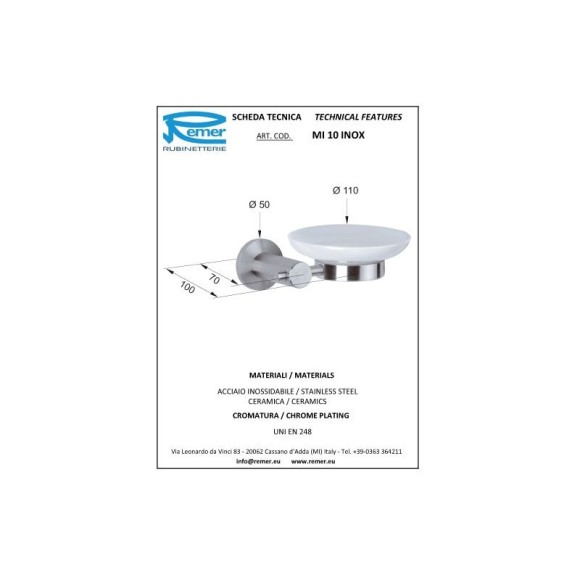 Remer Мыльница Minimal inox Mi10INOXCR, цвет: белый|хром Remer Мыльница Minimal inox Mi10INOXCR, цвет: белый|хром