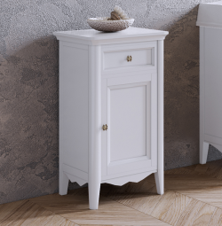 Tiffany World Тумба напольная с 1-й дверцей, 1-м выдвижным ящиком, доводчиками blum, ручки бронза, dx - петли справа, Veronica Nuovo, белый VER2150D-B