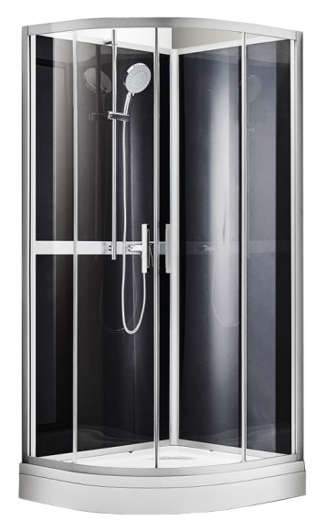 Azario Душевая кабина 900х900х2000 прозрачное стекло 4 мм. Easy Clean, задняя панель черная, цвет профиля серый, Denver - AZ-N10812 900
