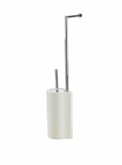 STIL HAUS стойка: бумагодержатель + ерш керамический белый-хром Medea, арт. ME972(08) STIL HAUS стойка: бумагодержатель + ерш керамический белый-хром Medea, арт. ME972(08)