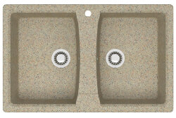 Azario Кухонная мойка Elmas 780х500х190 двойная, искусственный мрамор, песочная Elmas арт. CS00078334