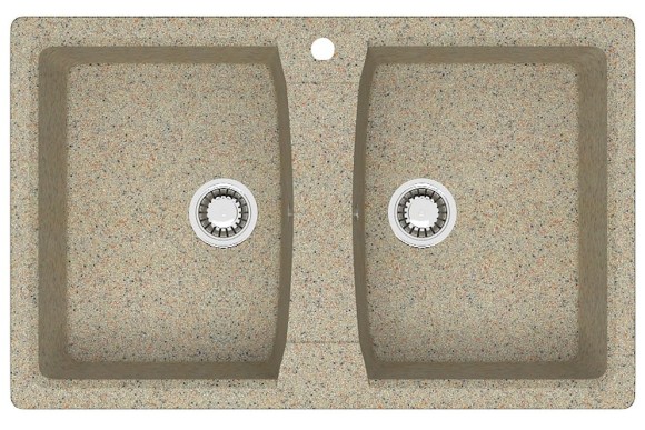 Azario Кухонная мойка Elmas 780х500х190 двойная, искусственный мрамор, песочная Elmas арт. CS00078334