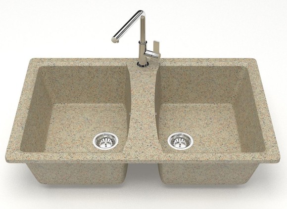 Azario Кухонная мойка Elmas 780х500х190 двойная, искусственный мрамор, песочная Elmas арт. CS00078334