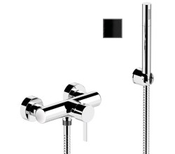 Remer Смеситель для душа с одним фронтальным рычагом Metrica MC38CFP с лейкой, шлангом и кронштейном, черный глянец Remer Смеситель для душа с одним фронтальным рычагом Metrica MC38CFP с лейкой, шлангом и кронштейном, черный глянец