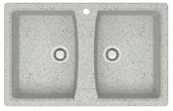 Azario Кухонная мойка Elmas 780х500х190 двойная, искусственный мрамор, светло серая Elmas арт. CS00078335