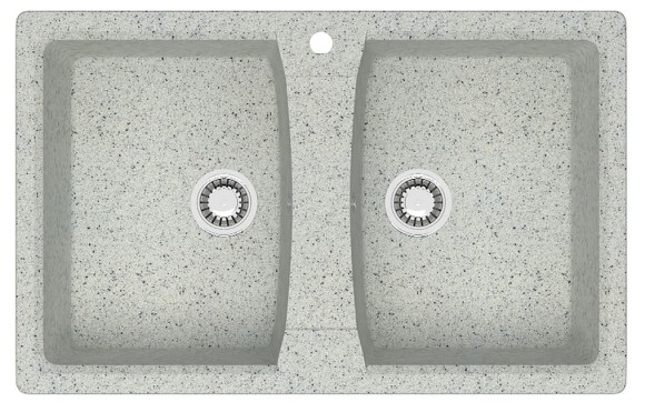 Azario Кухонная мойка Elmas 780х500х190 двойная, искусственный мрамор, светло серая Elmas арт. CS00078335