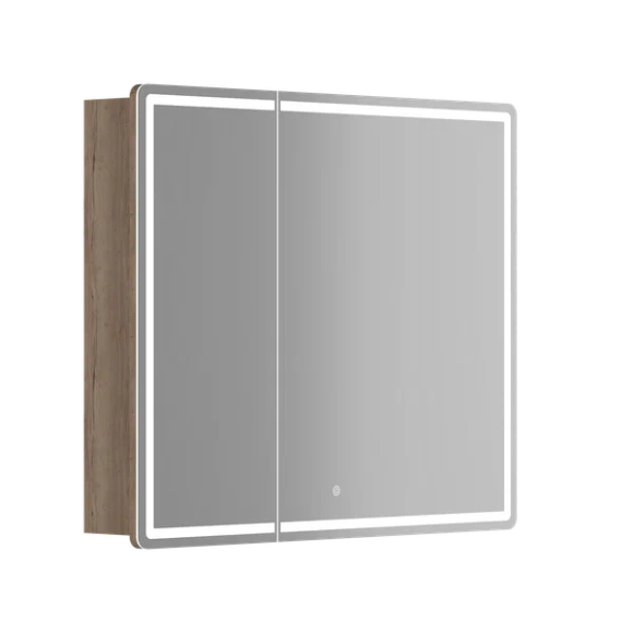 Зеркальный шкаф с подсветкой 90 (дуб галифакс натуральный), SANCOS Mirror арт. MI90EG