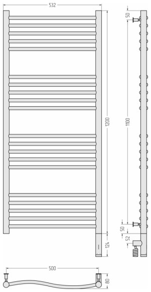 Электрический полотенцесушитель Флюид 3.0 1200х500 МЭМ правый (матовый чёрный) Сунержа арт. 31-5821-1250