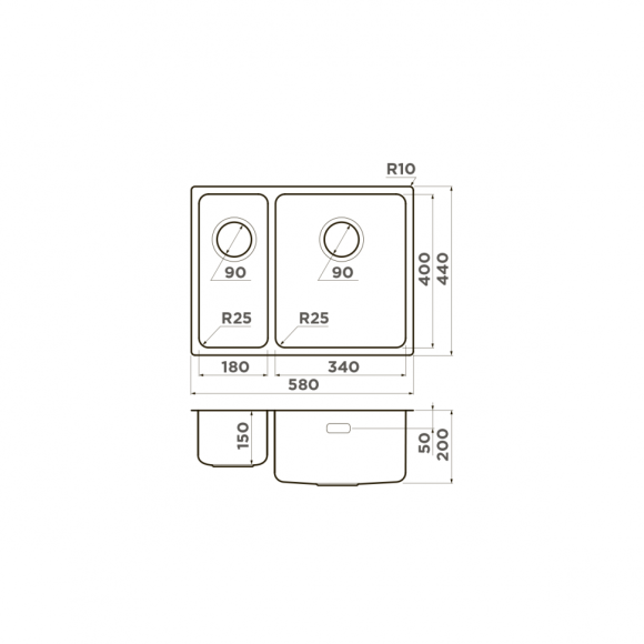 Omoikiri Кухонная мойка Tadzava 58-2-U/I-IN-R, нержавеющая сталь арт. 4993773