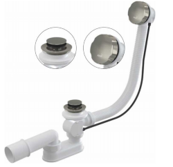 Alcaplast Сифон для ванны автомат комплект, металл NICKEL-мат, никель арт. A55K-N-B