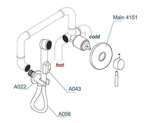 WasserKRAFT Гигиенический душ со смесителем, шланг 100 см a04156 цвет: хром