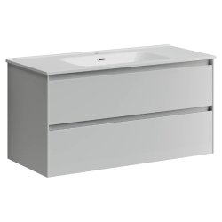 Sancos Тумба подвесная Cento 990х450х500, c двумя ящиками оснащенными доводчиками, белый глянец, арт.CN100W