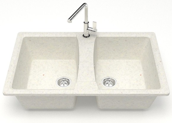 Azario Кухонная мойка Elmas 780х500х190 двойная, искусственный мрамор, хлопок Elmas арт. CS00079898