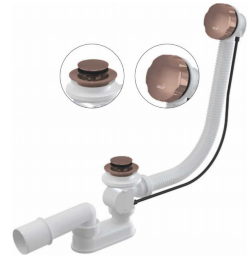 Alcaplast Сифон для ванны автомат комплект, металл RED GOLD-мат, медь арт. A55K-RG-B